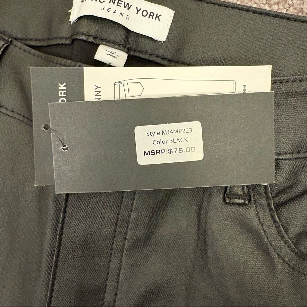 Marc New York Women's Skinny Ankle Jeans Size 12 Black Coated High Rise NWT $79 - Picture 13 of 16
